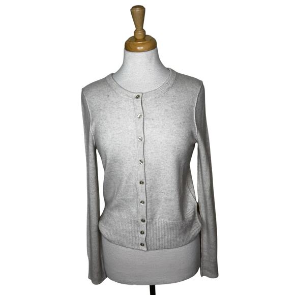 Aqua Sweaters - AQUA CASHMERE 100% Cashmere Button Front Cardigan Medium Tan Cream
